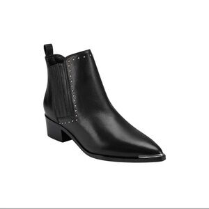 MARC FISHER Black Leather Yami Chelsea Studded Ankle Booties Size 8